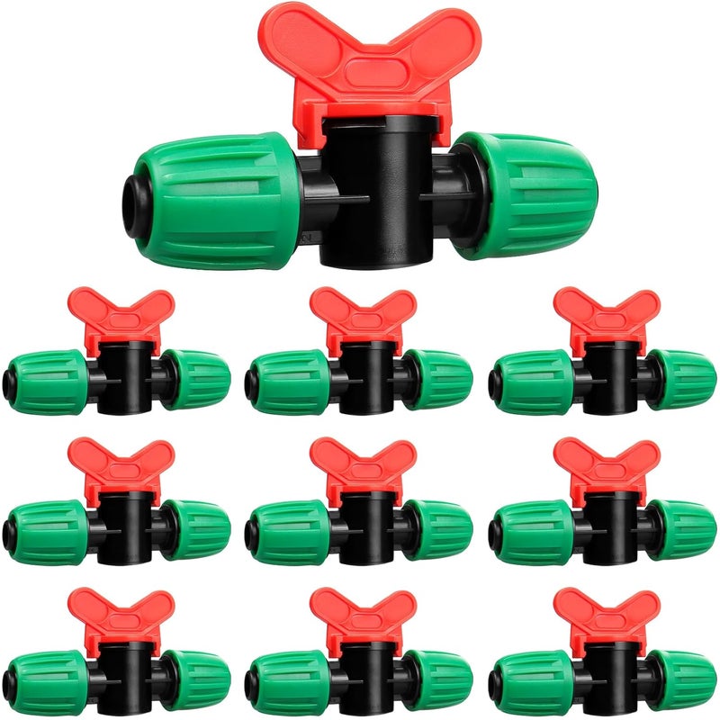 Gardrip 10 Pack Drip Irrigation Valve for 1/2 Inch Drip Tubing (1/2" ID x 0.65" OD)：1/2'' In-line Locked Barbed Ball Valve Drip Line Shut Off Valve Parts In Irrigation System for Garden - Image 1